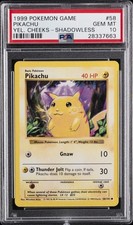 1999 POKEMON GAME YELLOW CHEEKS-SHADOWLESS #58 PIKACHU PSA 10 - Image 2