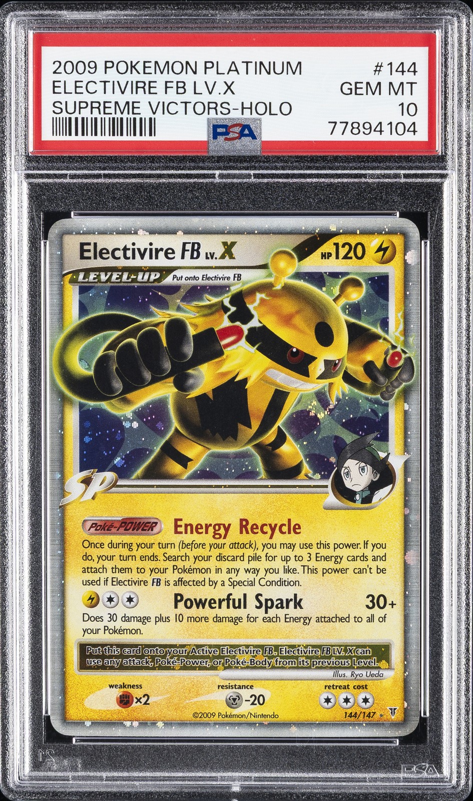 2009 POKEMON PLATINUM SUPREME VICTORS #144 ELECTIVIRE FB LV.X-HOLO PSA 10