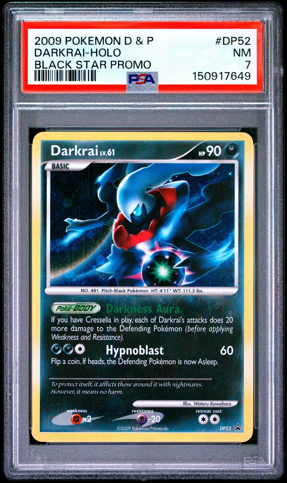 2009 POKEMON DIAMOND & PEARL BLACK STAR PROMO #DP52 DARKRAI-HOLO PSA 7