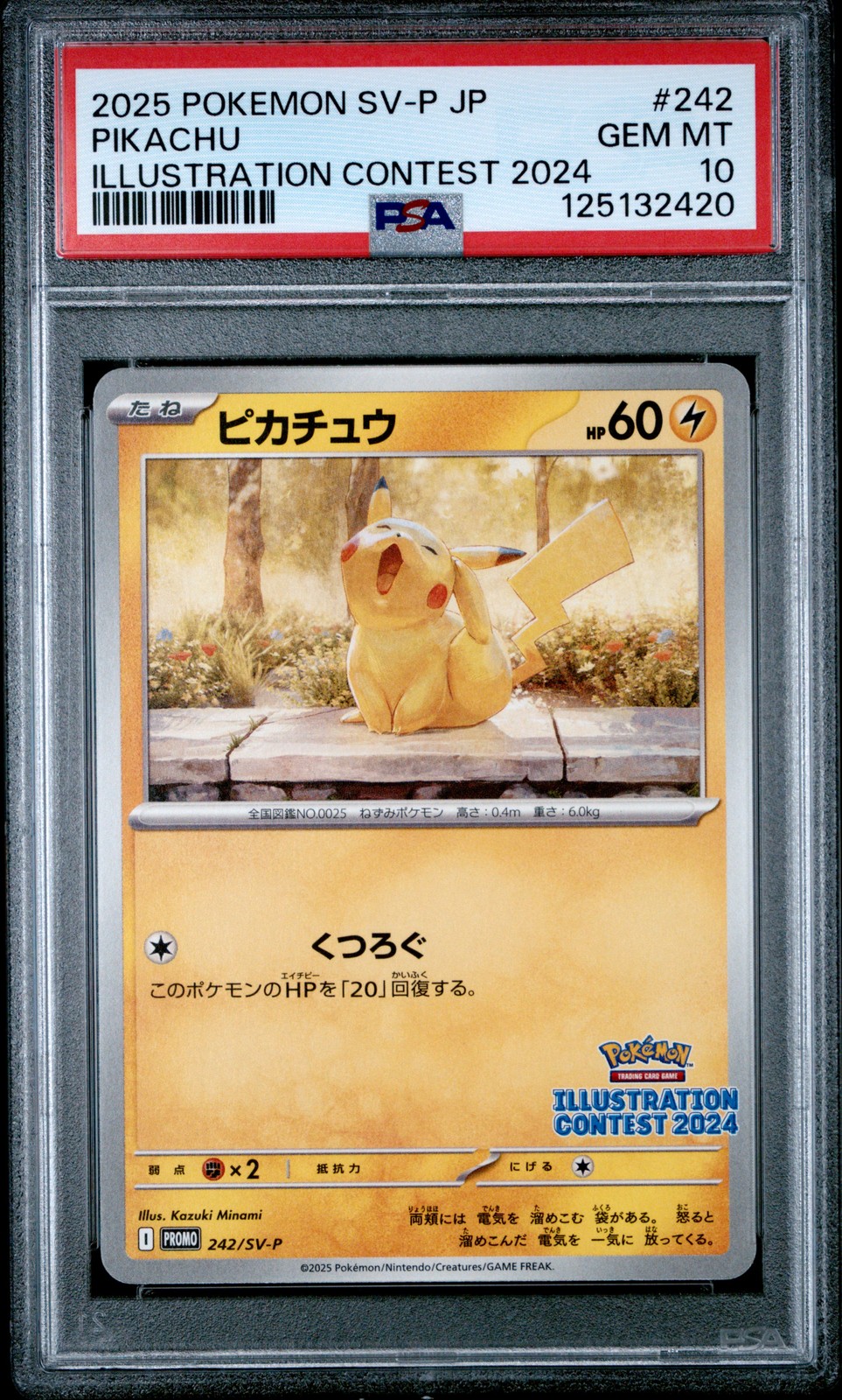 2025 POKEMON JPN SV-P PROMO ILLUSTRATION CONTEST 2024 #242 PIKACHU PSA 10 - Image 1