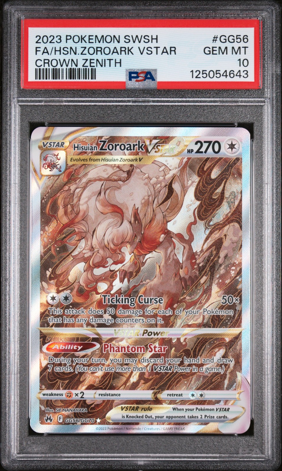 2023 POKEMON SWORD & SHIELD CROWN ZENITH FULL ART/HISUIAN ZOROARK VSTAR PSA 10 - Image 1