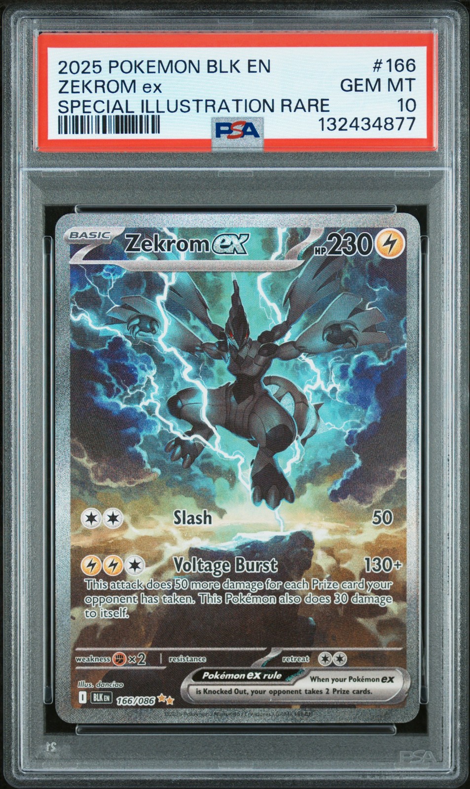 2025 POKEMON BLK EN-BLACK BOLT SPECIAL ILLUSTRATION RARE #166 ZEKROM EX PSA 10 - Image 1