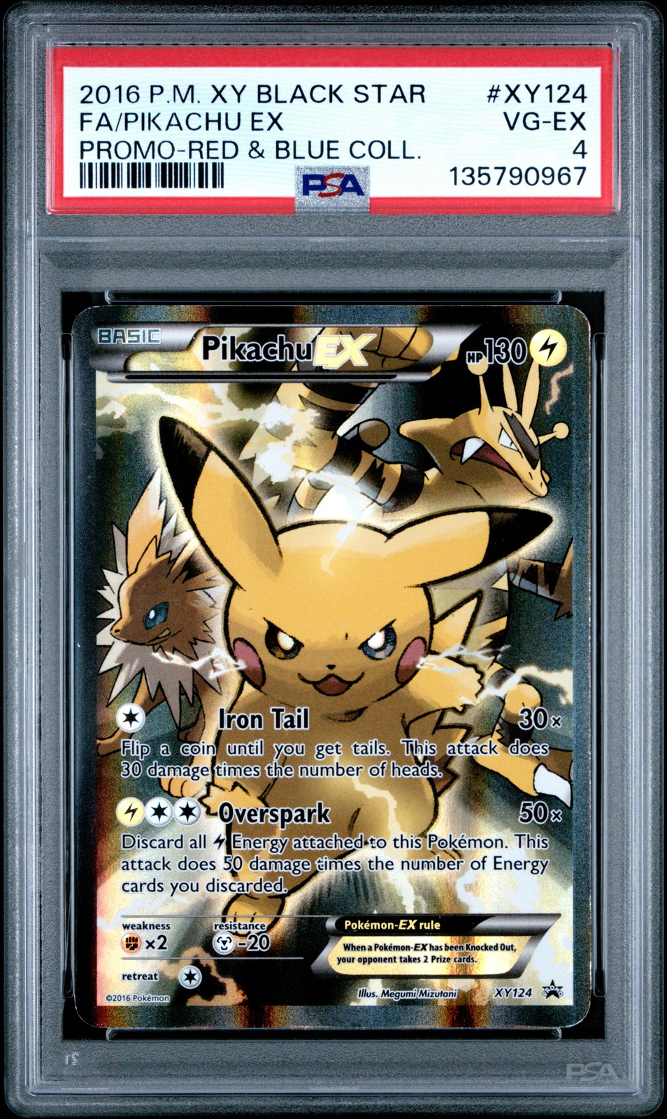 2016 POKEMON XY BLACK STAR PROMO RED & BLUE COLLECTION FULL ART/PIKACHU EX PSA 4