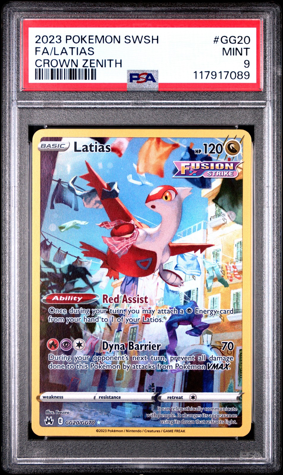 2023 POKEMON SWORD & SHIELD CROWN ZENITH #GG20 FULL ART/LATIAS PSA 9 - Image 1
