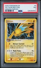 2005 POKEMON EX UNSEEN FORCES #8 JOLTEON-REVERSE FOIL PSA 7 - Image 2