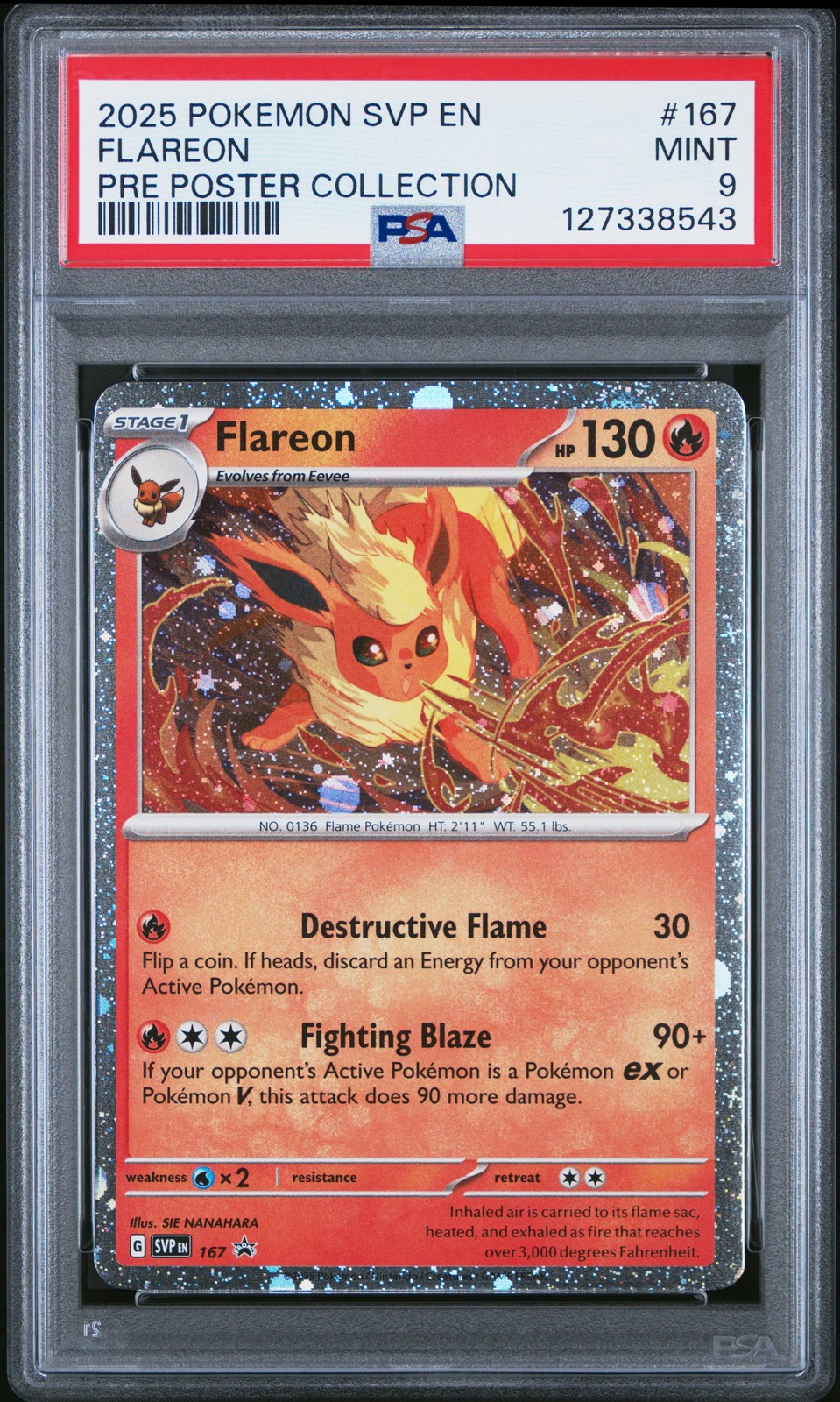 2025 POKEMON SVP EN-SV BLACK STAR PROMO #167 FLAREON PSA 9 - Image 1