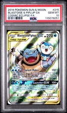 2019 POKEMON SUN & MOON COSMIC ECLIPSE FULL ART/BLASTOISE & PIPLUP GX PSA 10 - Image 2
