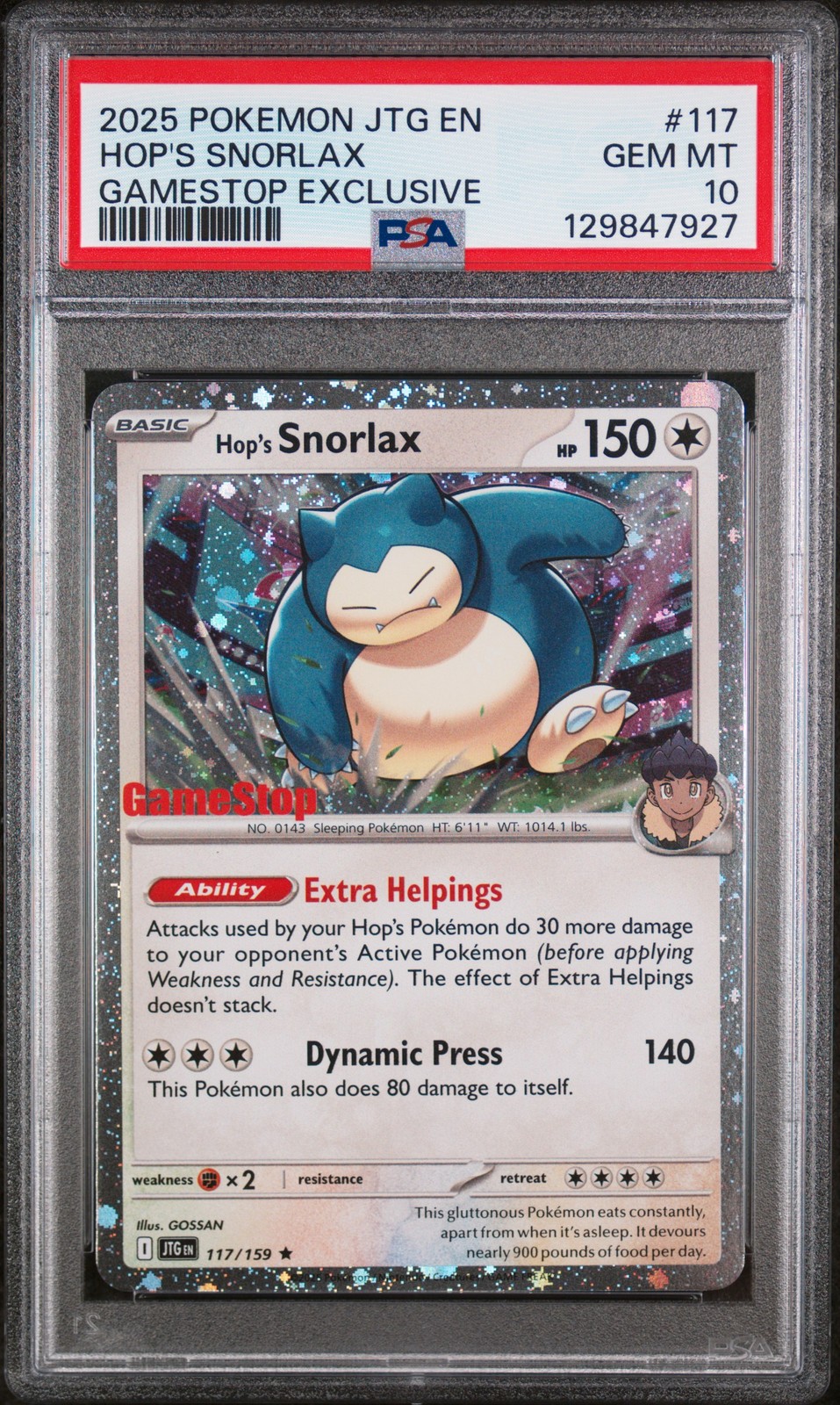 2025 POKEMON JTG EN-JOURNEY TOGETHER GAMESTOP EXCLUSIVE HOP'S SNORLAX PSA 10 - Image 1