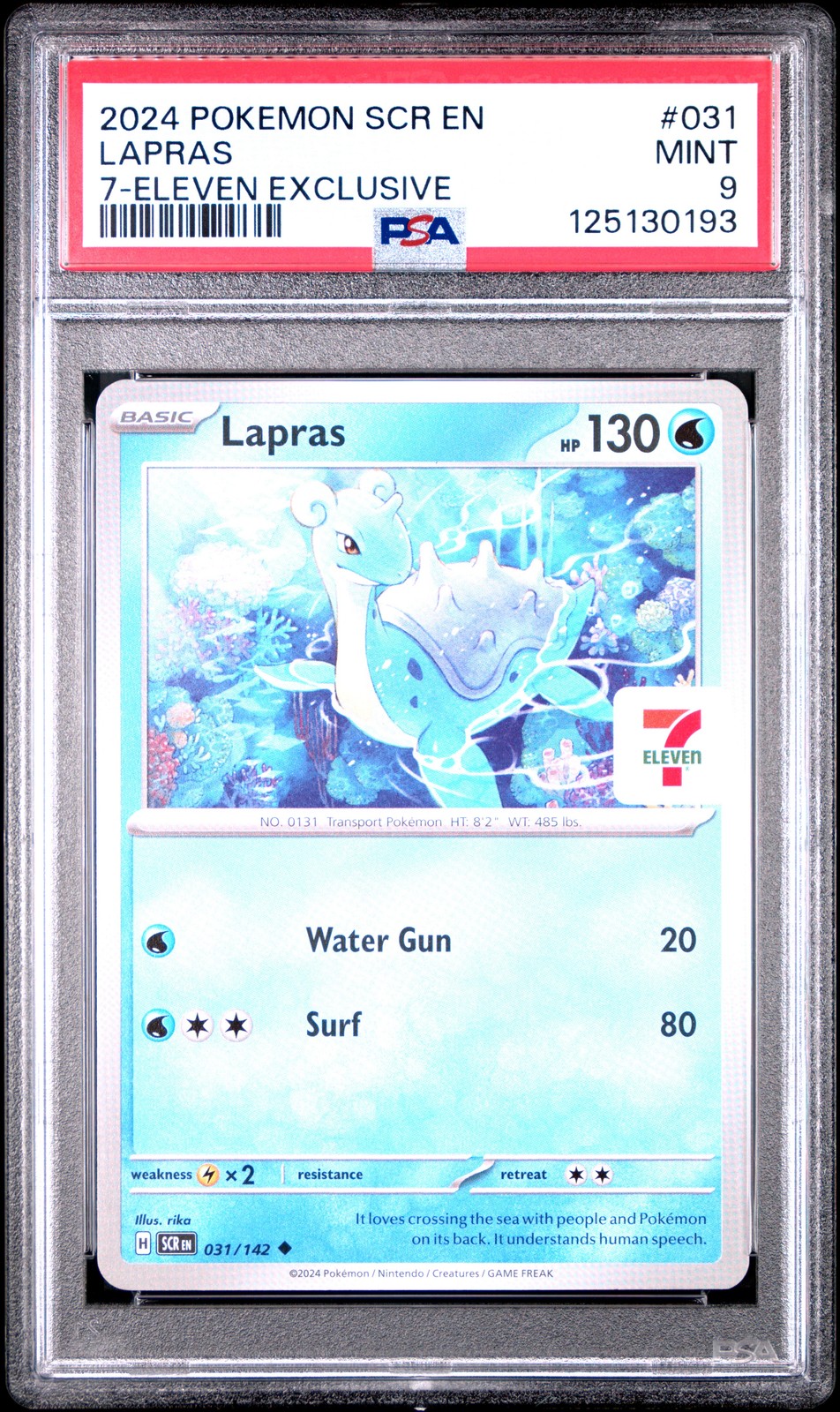 2024 POKEMON SCR EN-STELLAR CROWN 7-ELEVEN EXCLUSIVE #031 LAPRAS PSA 9 - Image 1