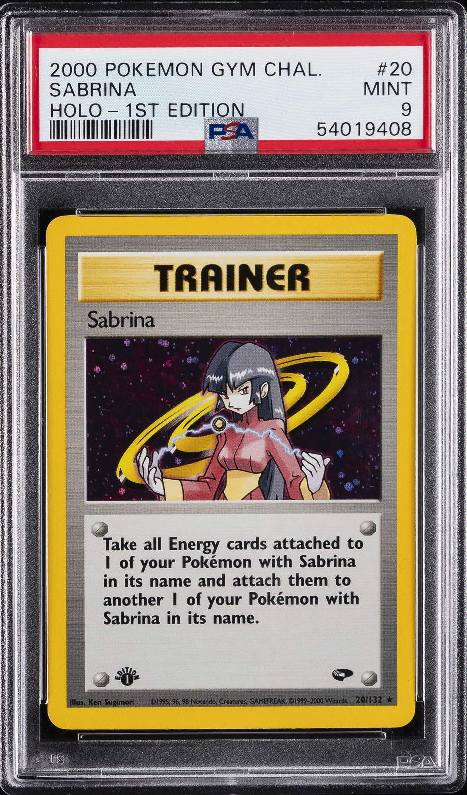 2000 POKEMON GYM CHALLENGE HOLO-1ST ED #20 SABRINA PSA 9 - Image 1