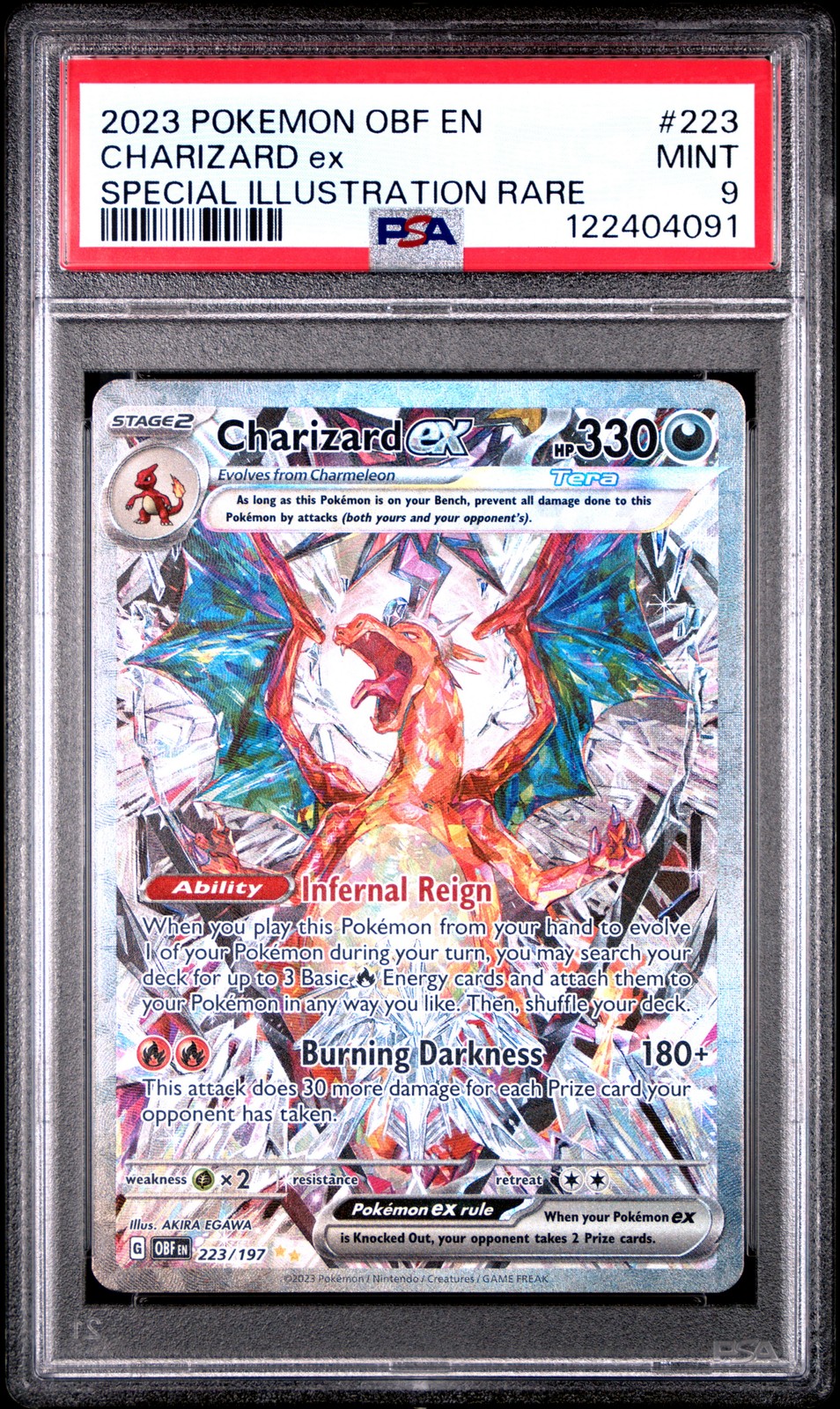 2023 POKEMON OBF EN-OBSIDIAN FLAMES SPECIAL ILLUSTRATION RARE CHARIZARD EX PSA 9 - Image 1