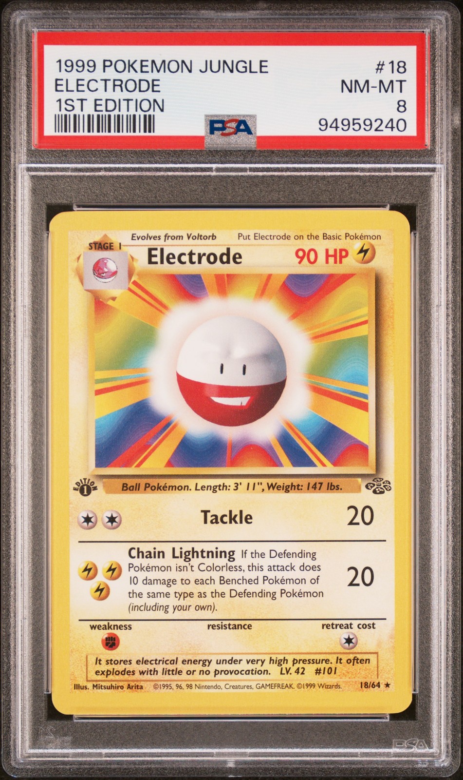 1999 POKEMON JUNGLE 1ST ED #18 ELECTRODE PSA 8 - Image 1