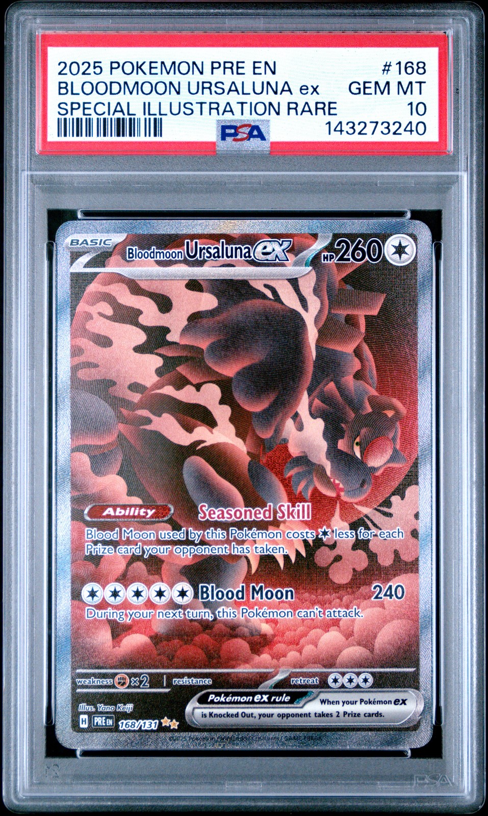 2025 POKEMON PRE EN-PRISMATIC EVOLUTIONS #168 BLOODMOON URSALUNA EX PSA 10