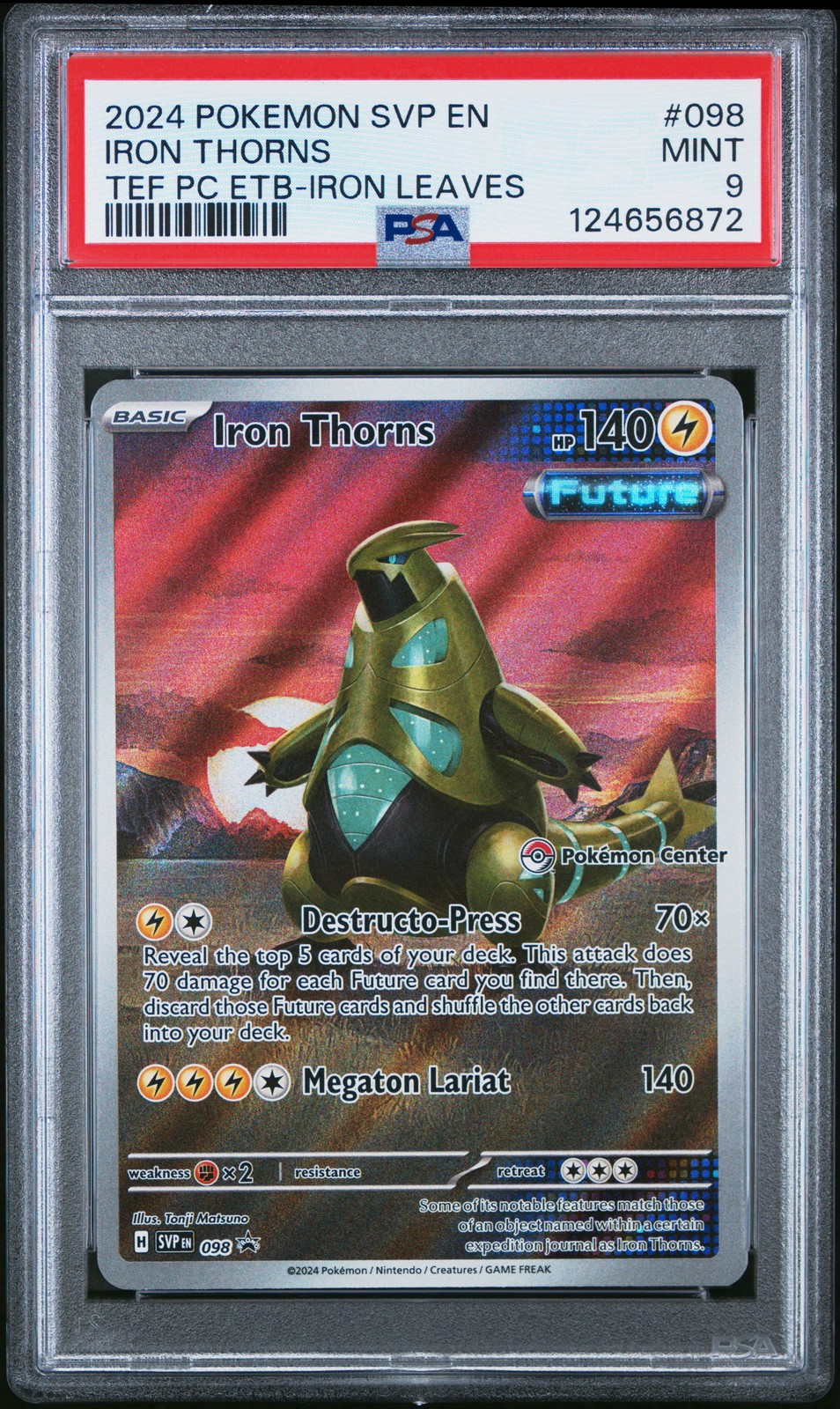 2024 POKEMON SVP EN-SV BLACK STAR PROMO #098 IRON THORNS PSA 9 - Image 1