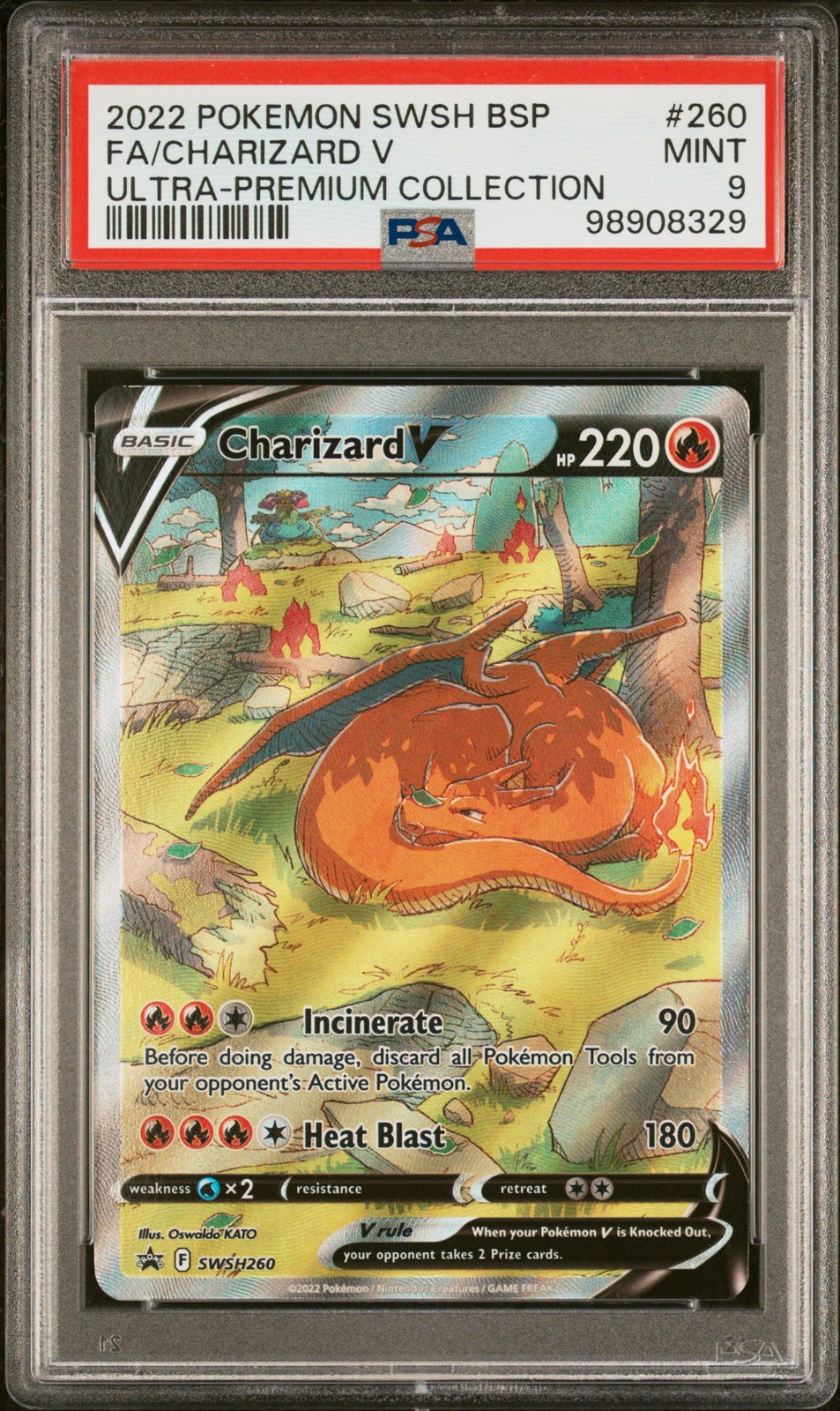 2022 POKEMON SWSH BLACK STAR PROMO #260 FULL ART/CHARIZARD V PSA 9 - Image 1