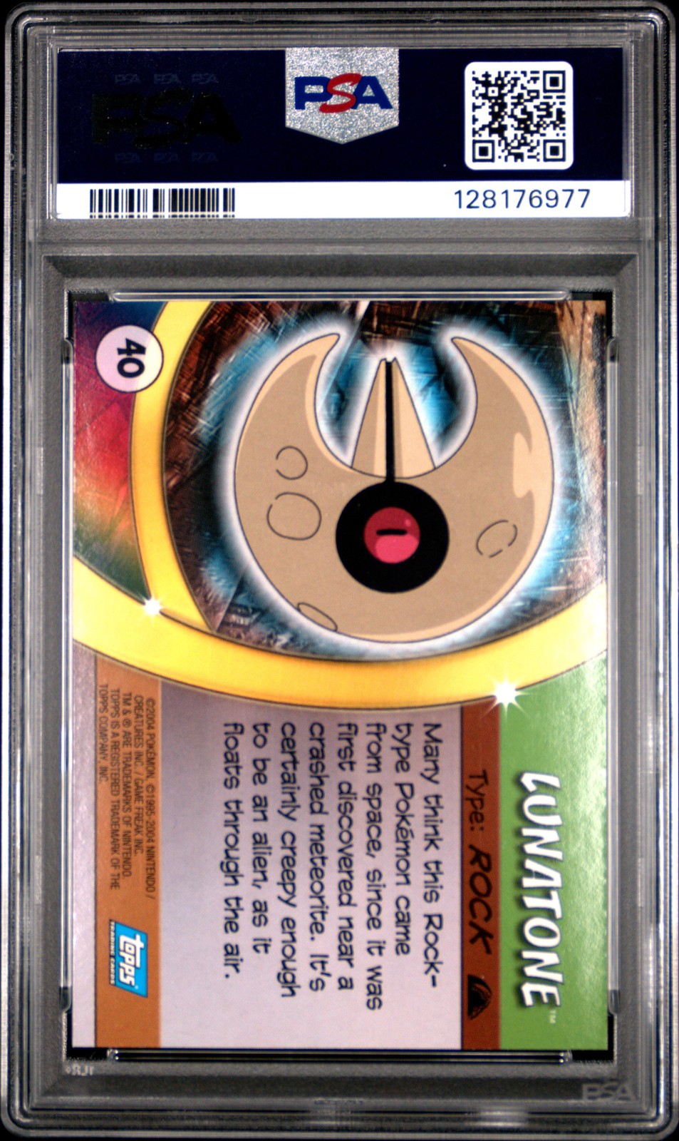 2004 TOPPS POKEMON ADVANCED CHALLENGE FOIL #40 LUNATONE PSA 10 - Image 3