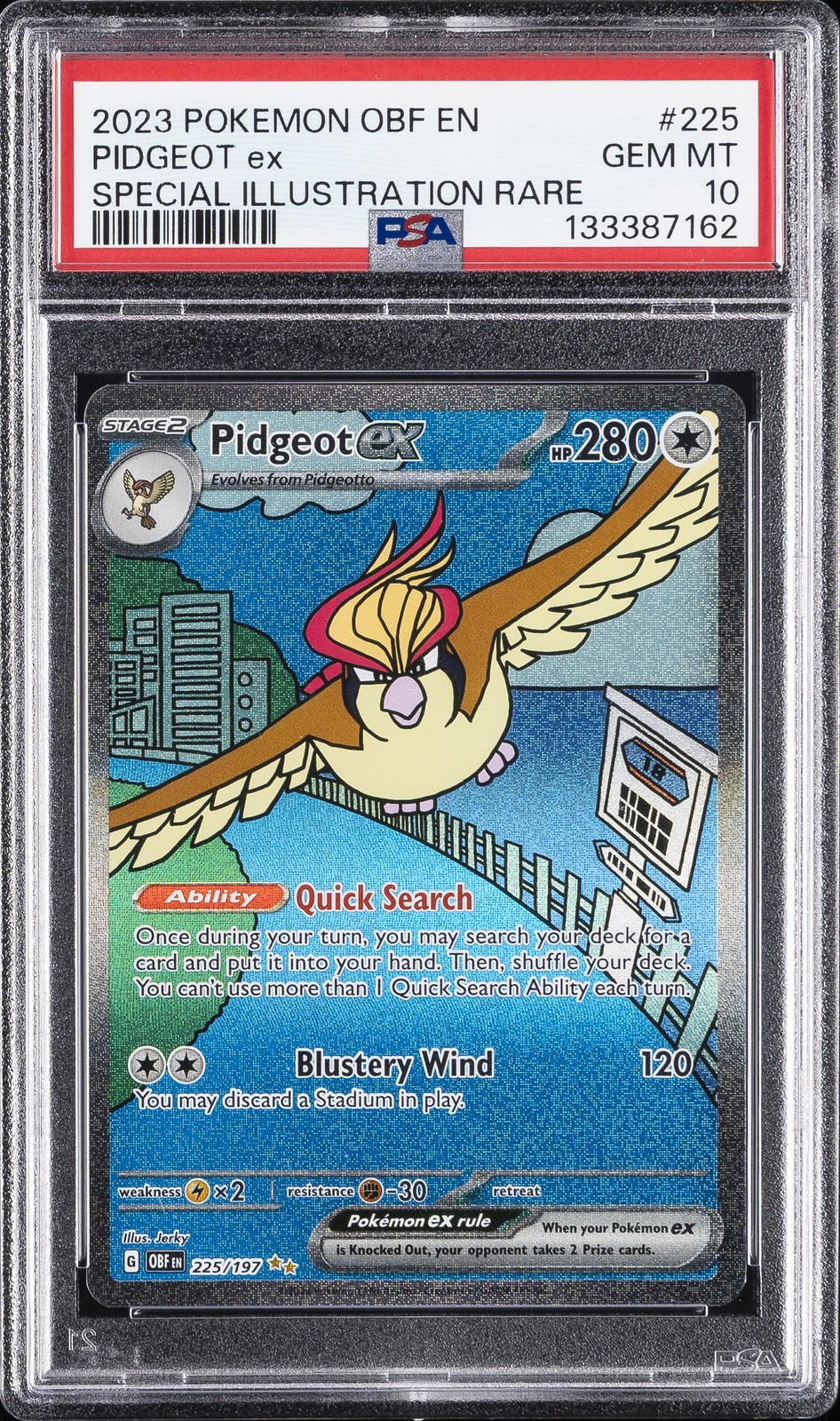 2023 POKEMON OBF EN-OBSIDIAN FLAMES SPECIAL ILLUSTRATION RARE PIDGEOT EX PSA 10 - Image 1