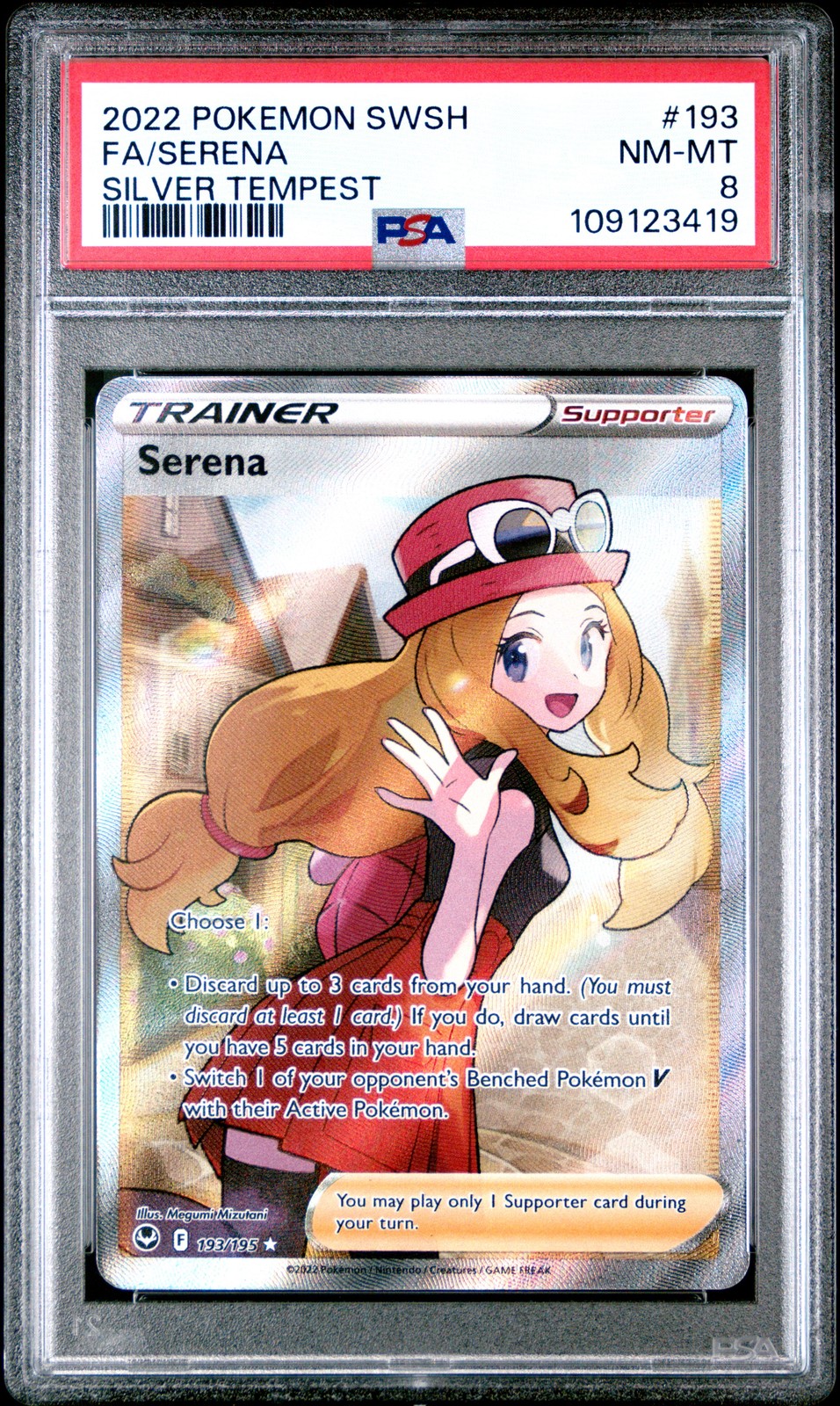 2022 POKEMON SWORD & SHIELD SILVER TEMPEST #193 FULL ART/SERENA PSA 8 - Image 1