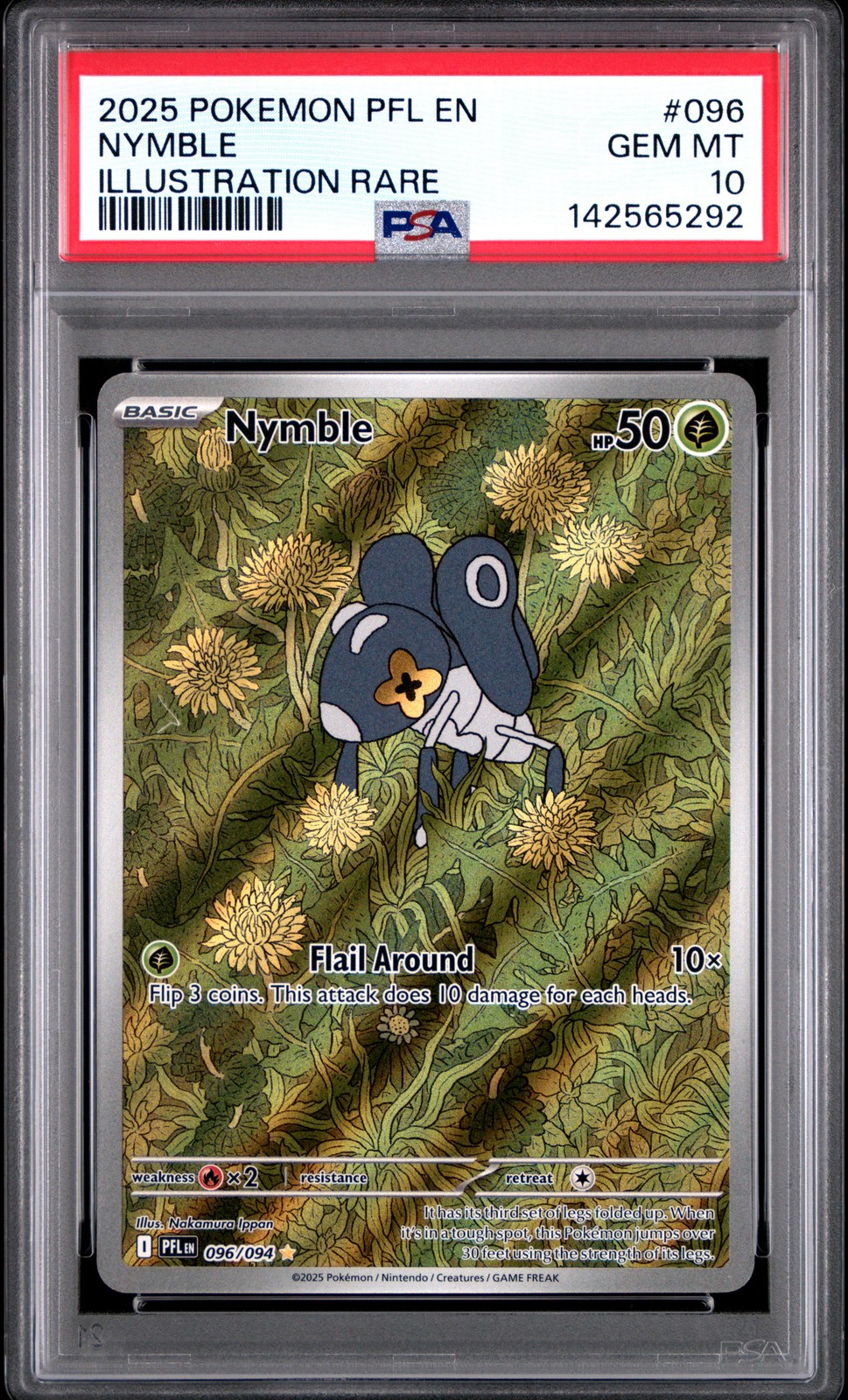 2025 POKEMON PFL EN-PHANTASMAL FLAMES ILLUSTRATION RARE #096 NYMBLE PSA 10