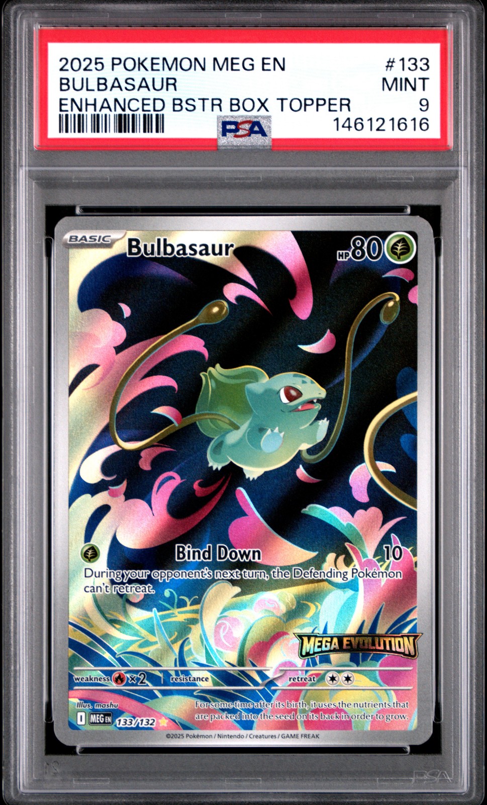 2025 POKEMON MEG EN-MEGA EVOLUTION ENHANCED BOOSTER BOX TOPPER BULBASAUR PSA 9 - Image 1