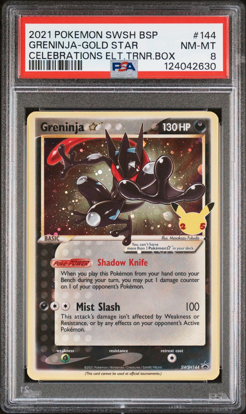 2021 POKEMON SWSH BLACK STAR PROMO #144 GRENINJA-GOLD STAR PSA 8 - Image 1