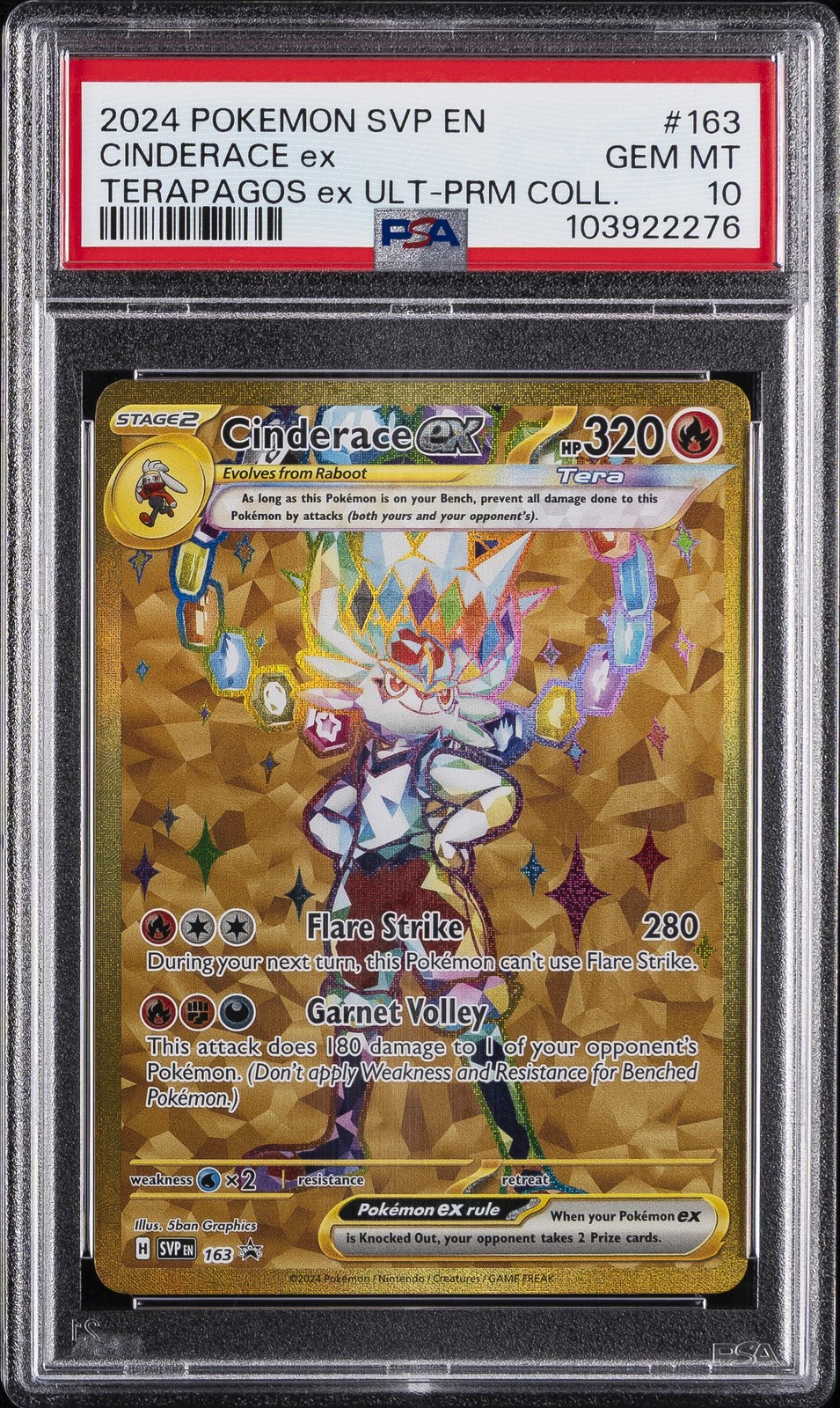 2024 POKEMON SVP EN-SV BLACK STAR PROMO #163 CINDERACE EX PSA 10 - Image 1