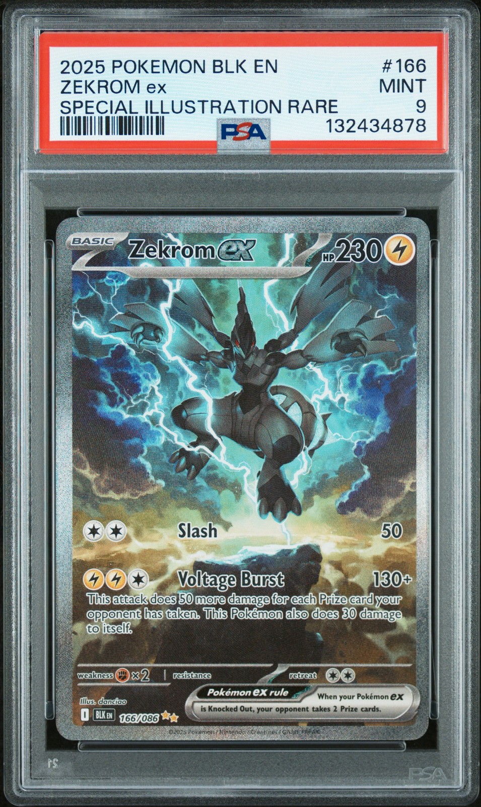 2025 POKEMON BLK EN-BLACK BOLT SPECIAL ILLUSTRATION RARE #166 ZEKROM EX PSA 9 - Image 1
