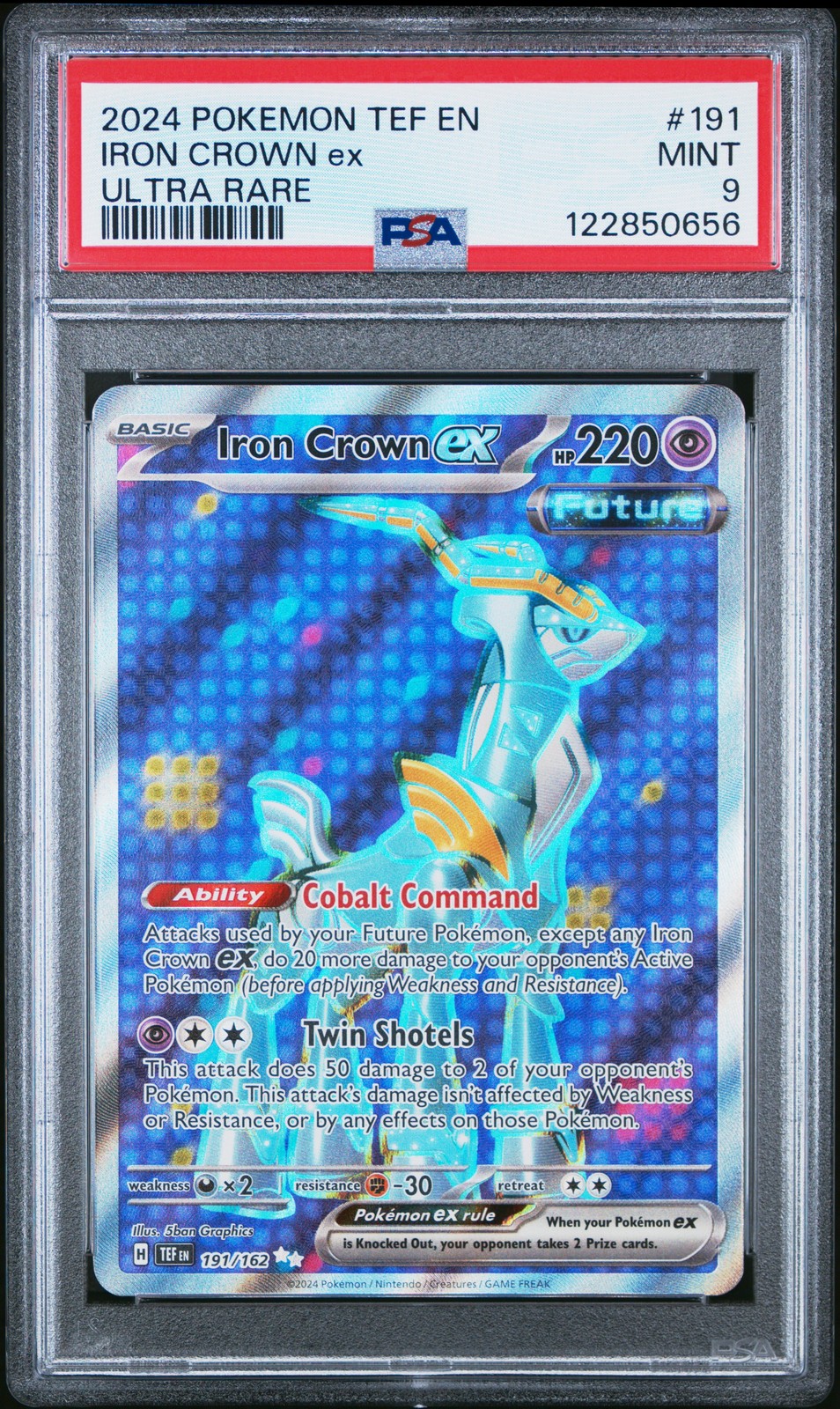 2024 POKEMON TEF EN-TEMPORAL FORCES ULTRA RARE #191 IRON CROWN EX PSA 9 - Image 1