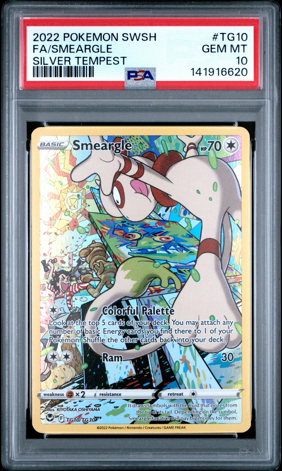 2022 POKEMON SWORD & SHIELD SILVER TEMPEST #TG10 FULL ART/SMEARGLE PSA 10 - Image 1