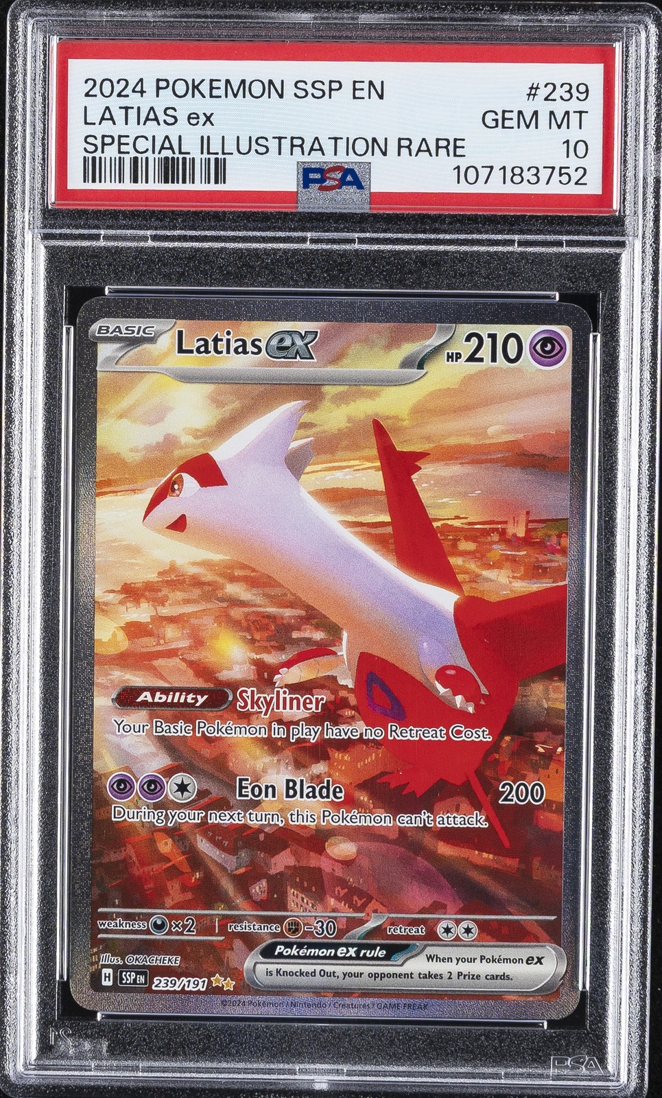 2024 POKEMON SSP EN-SURGING SPARKS SPECIAL ILLUSTRATION RARE LATIAS EX PSA 10 - Image 1