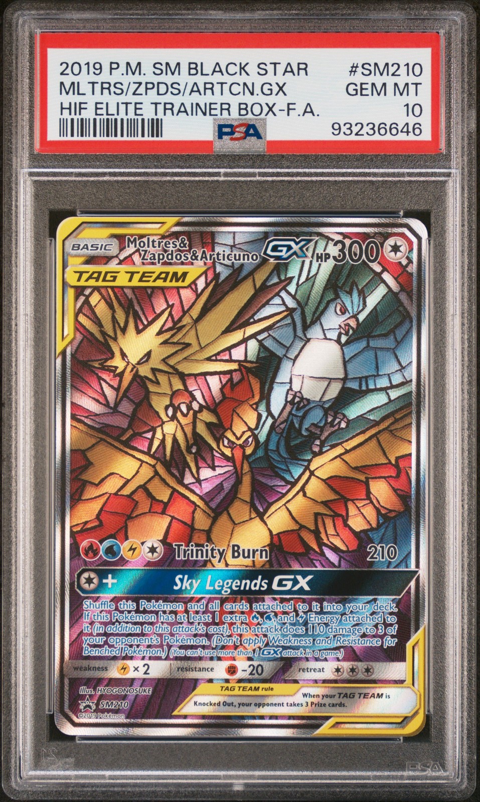 2019 POKEMON SM BLACK STAR PROMO FULL ART/MOLTRES & ZAPDOS & ARTICUNO GX PSA 10 - Image 1
