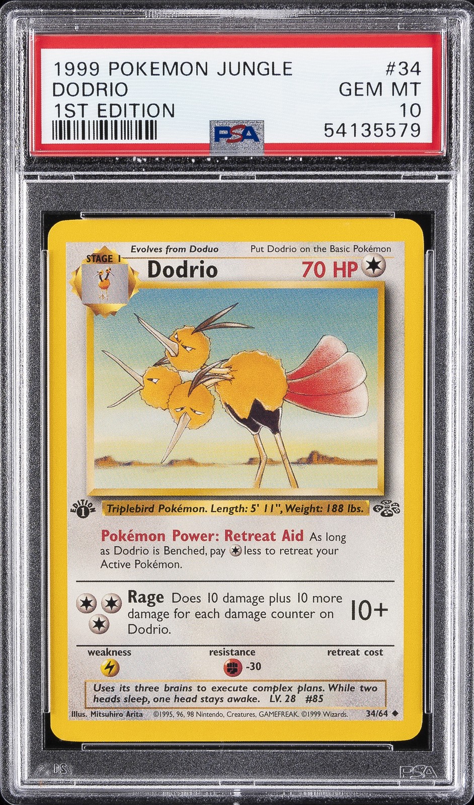 1999 POKEMON JUNGLE 1ST ED #34 DODRIO PSA 10 - Image 1
