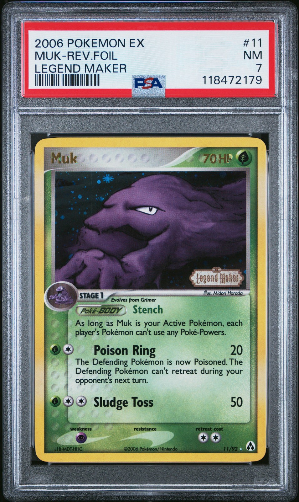 2006 POKEMON EX LEGEND MAKER #11 MUK-REVERSE FOIL PSA 7 - Image 1