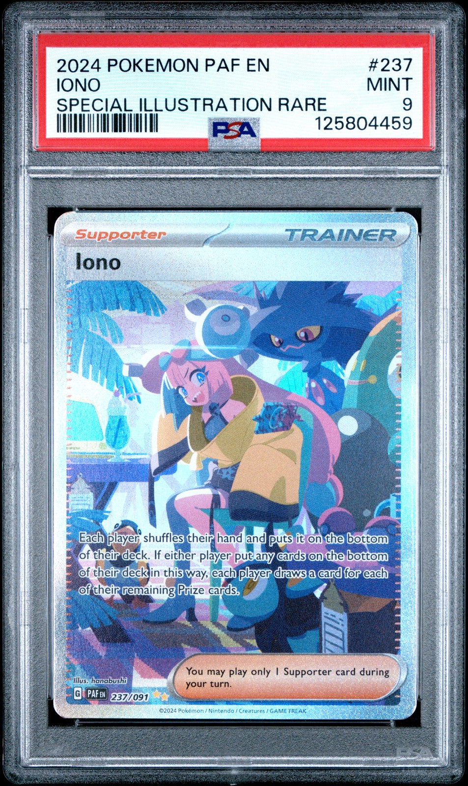 2024 POKEMON PAF EN-PALDEAN FATES SPECIAL ILLUSTRATION RARE #237 IONO PSA 9 - Image 1