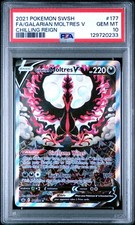2021 POKEMON SWORD & SHIELD CHILLING REIGN FULL ART/GALARIAN MOLTRES V PSA 10 - Image 2