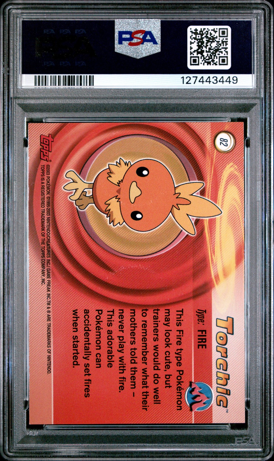 2003 TOPPS POKEMON ADVANCED #82 TORCHIC PSA 5 - Image 3