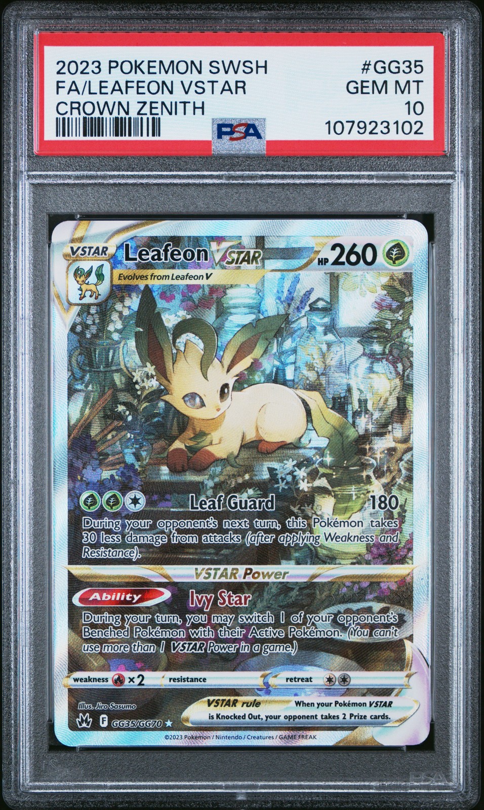 2023 POKEMON SWORD & SHIELD CROWN ZENITH #GG35 FULL ART/LEAFEON VSTAR PSA 10 - Image 1