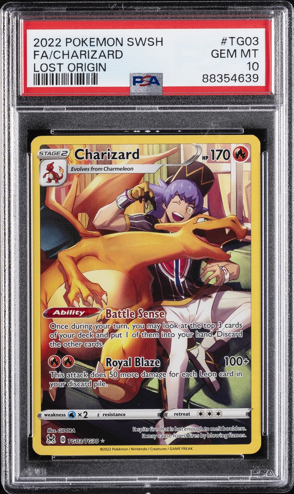 2022 POKEMON SWORD & SHIELD LOST ORIGIN #TG03 FULL ART/CHARIZARD PSA 10 - Image 1