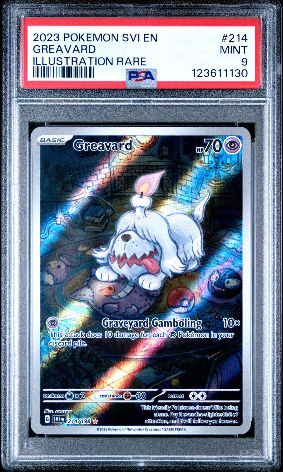 2023 POKEMON SVI EN-SCARLET & VIOLET ILLUSTRATION RARE #214 GREAVARD PSA 9 - Image 1
