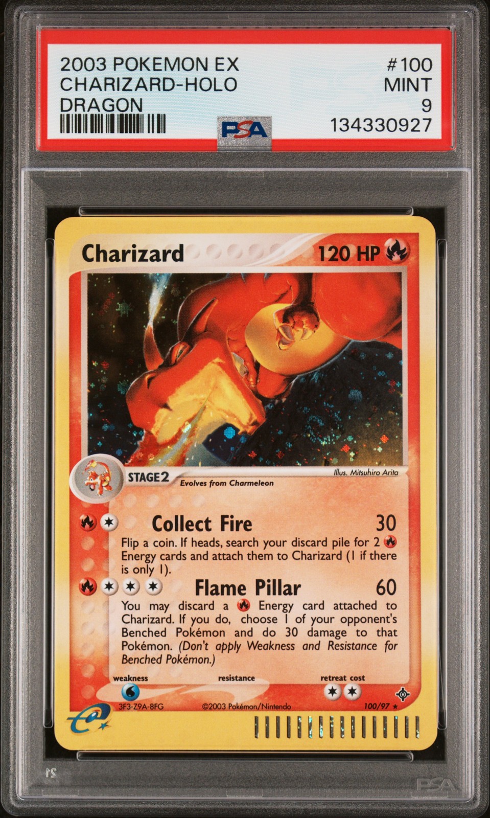 2003 POKEMON EX DRAGON #100 CHARIZARD-HOLO PSA 9 - Image 1