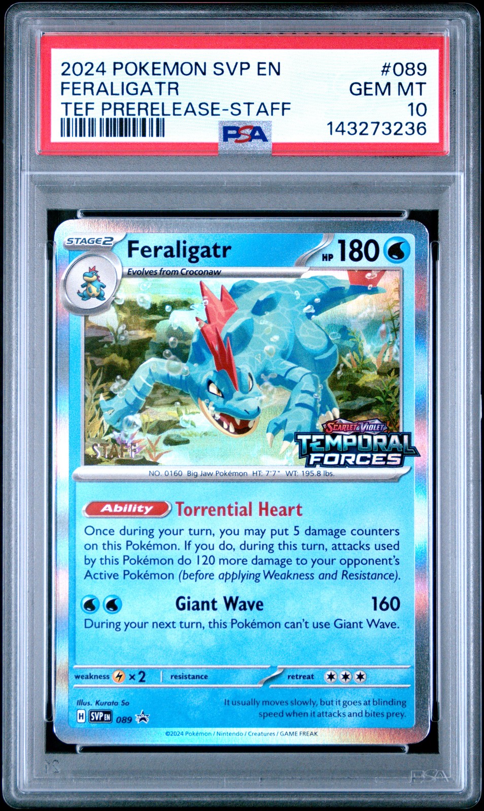 2024 POKEMON SVP EN-SV BLACK STAR PROMO #089 FERALIGATR PSA 10