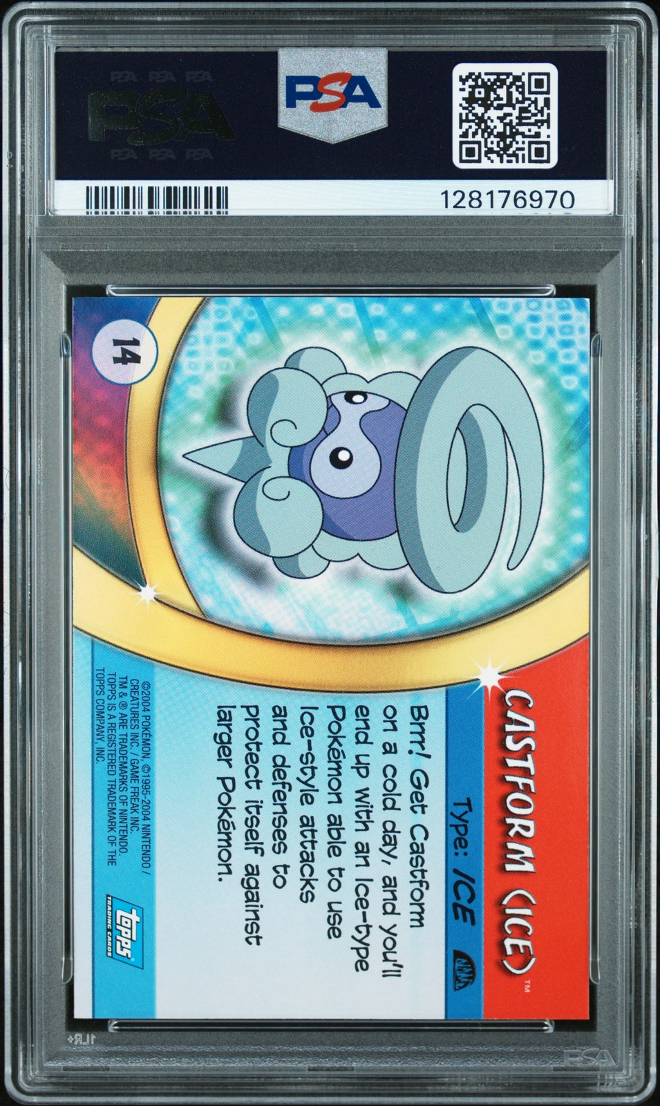 2004 TOPPS POKEMON ADVANCED CHALLENGE FOIL #14 CASTFORM ICE FORM PSA 9 - Image 3