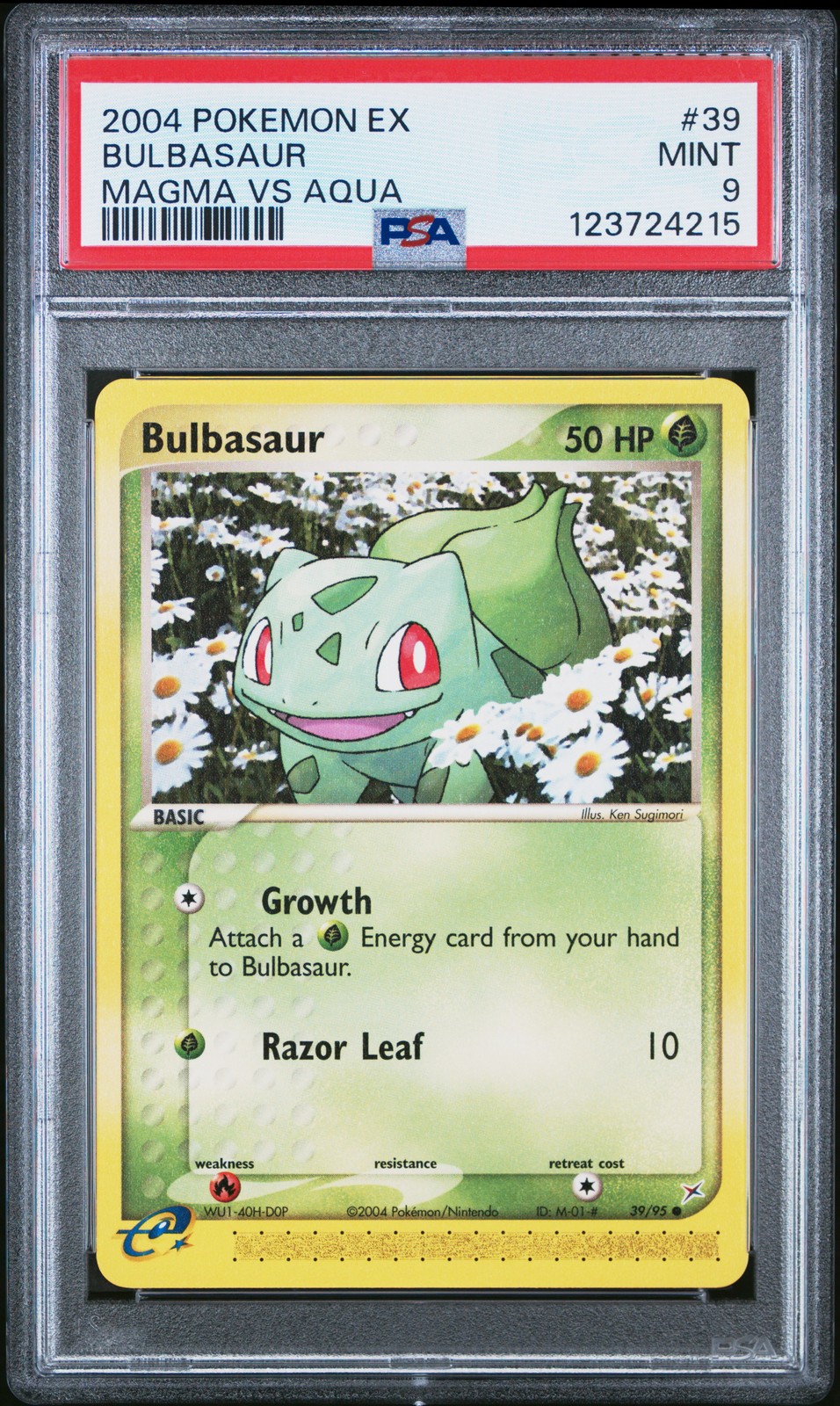 2004 POKEMON EX TEAM MAGMA VS TEAM AQUA #39 BULBASAUR PSA 9 - Image 1