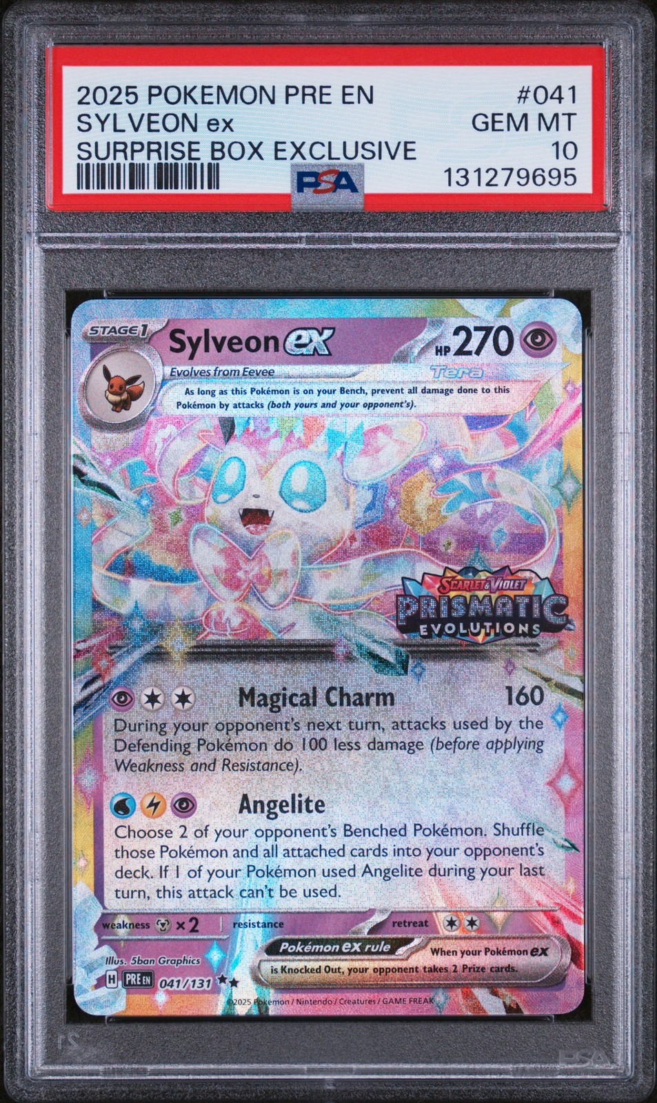2025 POKEMON PRE EN-PRISMATIC EVOLUTIONS #041 SYLVEON EX PSA 10 - Image 1