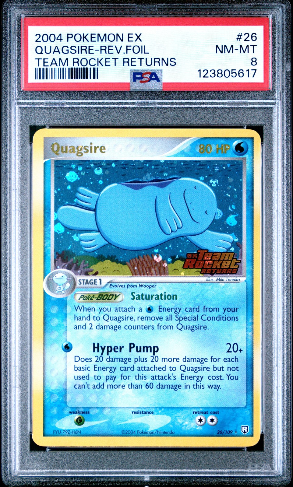2004 POKEMON EX TEAM ROCKET RETURNS #26 QUAGSIRE-REVERSE FOIL PSA 8 - Image 1