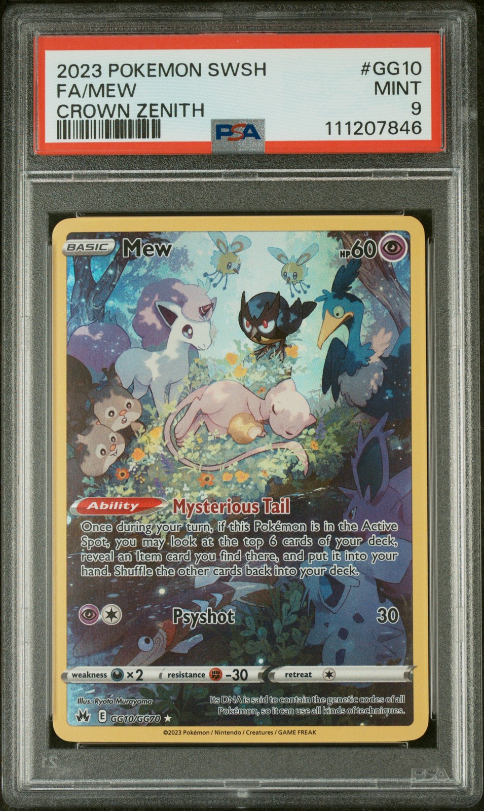 2023 POKEMON SWORD & SHIELD CROWN ZENITH #GG10 FULL ART/MEW PSA 9 - Image 1