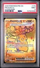 2025 POKEMON PRE EN-PRISMATIC EVOLUTIONS HYPER RARE #179 PIKACHU EX PSA 9 - Image 2