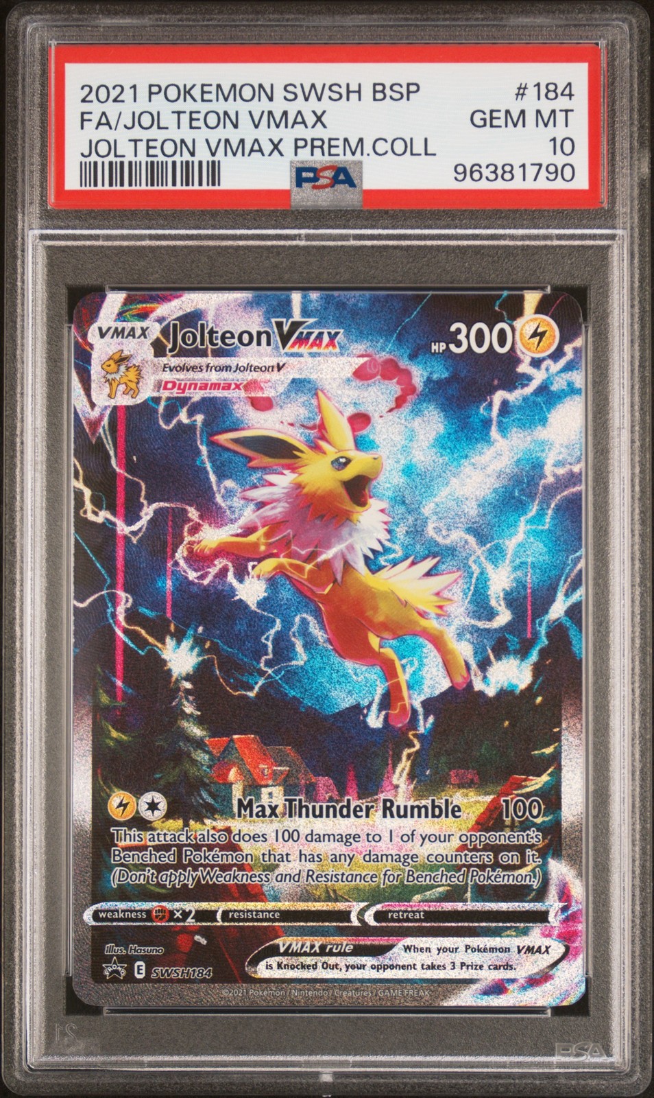 2021 POKEMON SWSH BLACK STAR PROMO #184 FULL ART/JOLTEON VMAX PSA 10 - Image 1