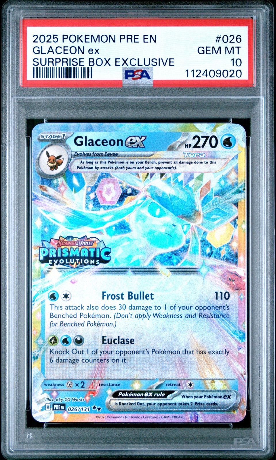 2025 POKEMON PRE EN-PRISMATIC EVOLUTIONS #026 GLACEON EX PSA 10 - Image 1