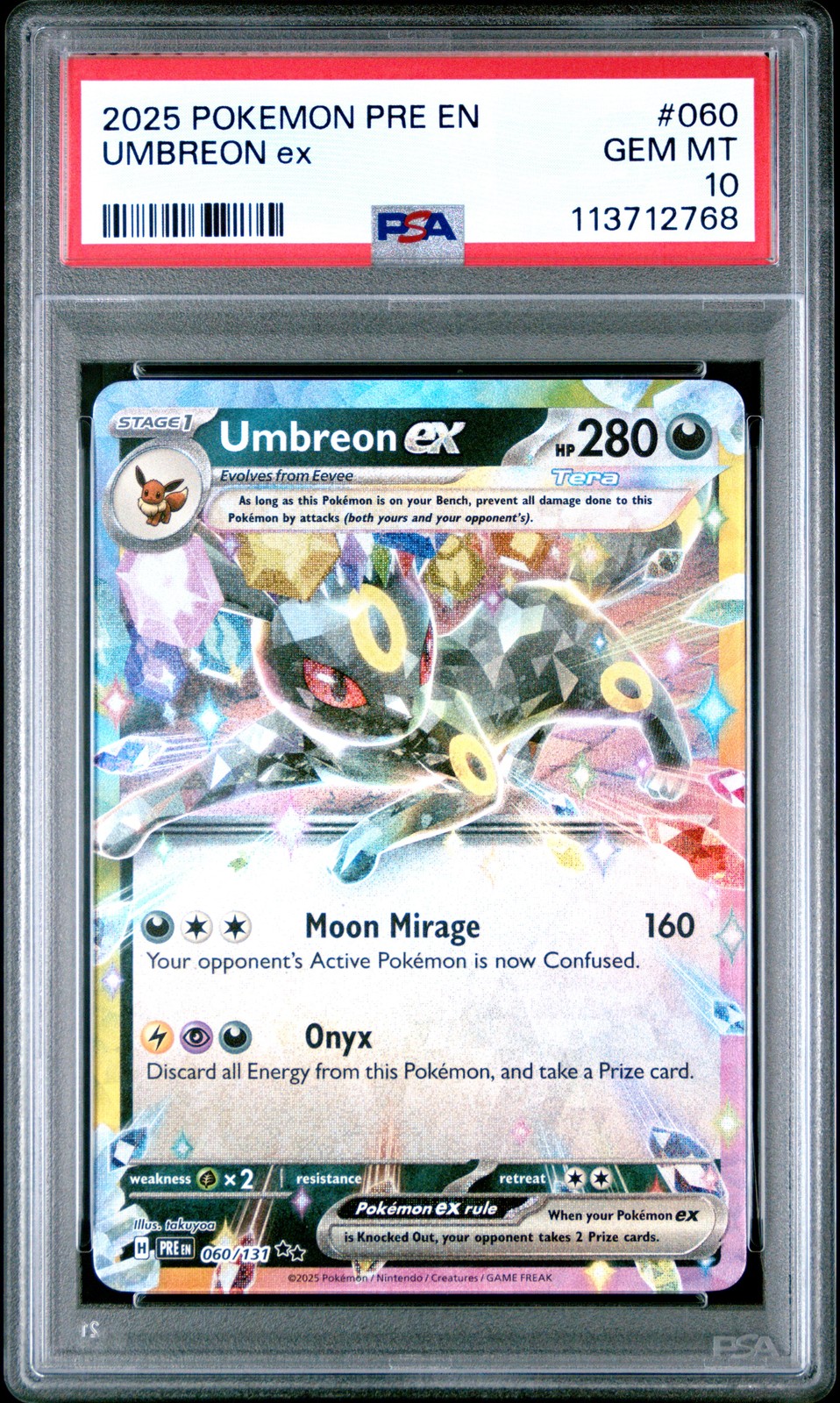 2025 POKEMON PRE EN-PRISMATIC EVOLUTIONS #060 UMBREON EX PSA 10 - Image 1